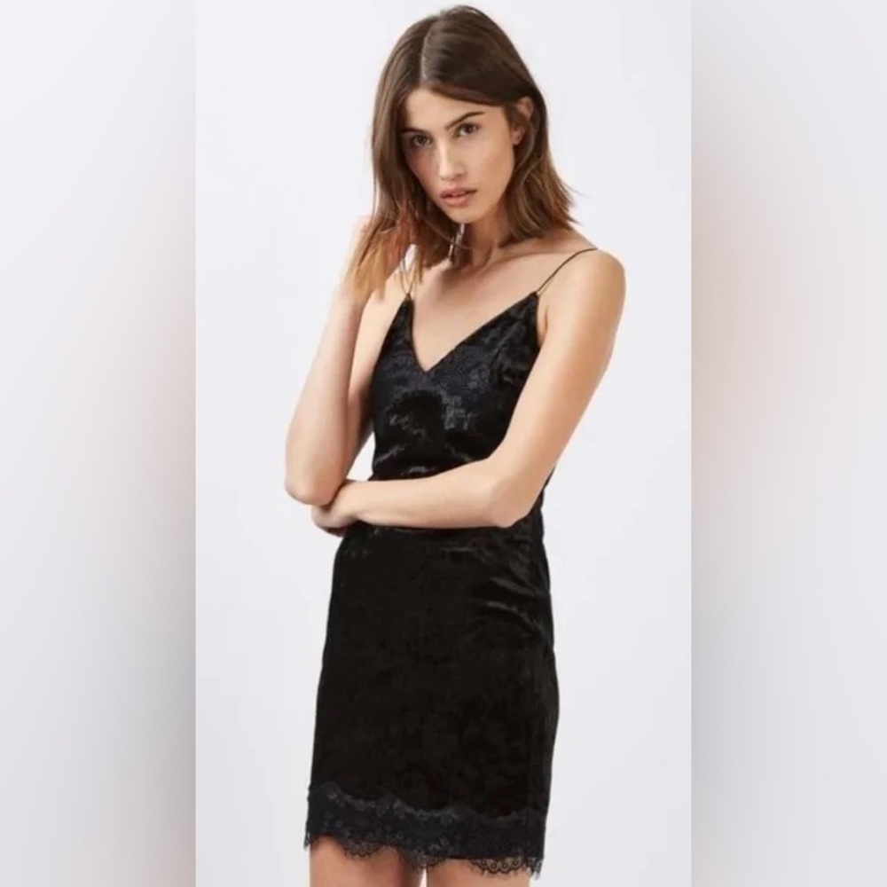 Topshop Velvet and Lace Black Mini Dress